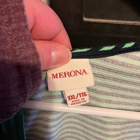 Striped green knee length dress - Picture 2 of 2